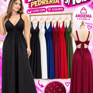 vestido largo brillo con copa